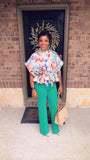 Floral Print Short Sleeve Top With Waist Tie