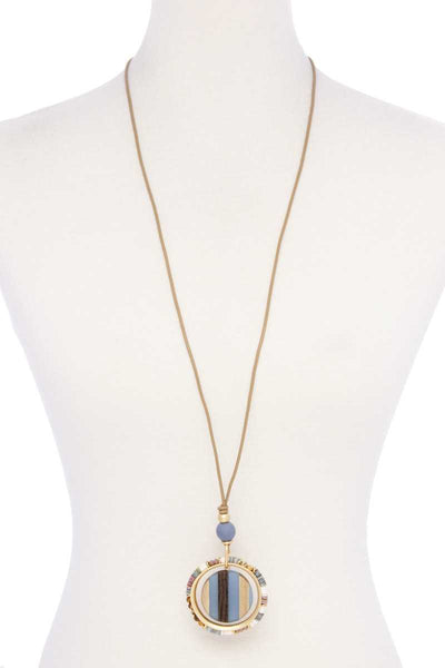 Wooden Pendant Suede Necklace