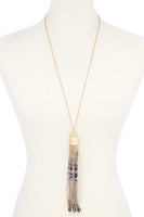 Snake Pattern Pu Leather Tassel Necklace
