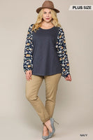 Floral Print Dolman Sleeve Round Hem Top