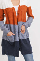 Striped Print Open Front Cardigan