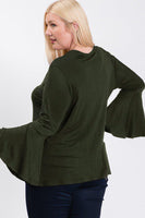 Long Bell Sleeve Ruffle Keyhole
