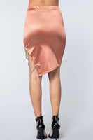 Jewel Strap Satin Midi Skirt