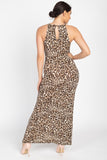 Round Neck Animal Print Maxi Dress