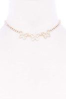 Rhinestone Triple Butterfly Short Necklace