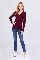 Cotton Jersey V-neck Top