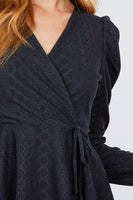 Surplice W/ribbon Tie Peplum Top