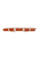 Double Gold Pattern Metal Buckle Western Belt