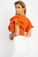 Ruffle Tiered Ribbed Top