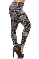 Plus Size Elephant Print, Full Length Leggings In A Slim Fitting Style With A Banded High Waist