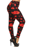 Plus Size Splatter Print, Full Length Leggings In A Slim Fitting Style With A Banded High Waist