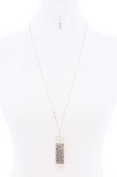 Rectangle Glass Bead Pendant Long Necklace