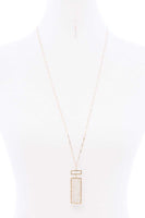 Rectangle Glass Bead Pendant Long Necklace