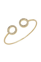 Metal Round Stone Open Cuff Bracelet