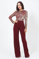 Sophisticated Gold Sequins Bodice Jumpsuit