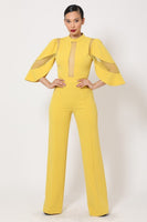 Semi Sheer Mesh Contrast Bodice Jumpsuit