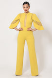 Semi Sheer Mesh Contrast Bodice Jumpsuit