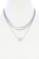 Triple Layer Star Pendant Metal Necklace