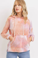 Baby Fleece Tie Dyed Front Pocket Detailed Ls Hoodie Top