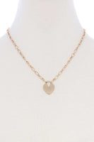 Metal Chain Heart Lock Pendant Necklace