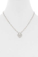 Metal Chain Heart Lock Pendant Necklace
