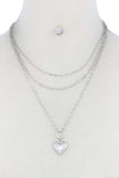 Puffy Heart Charm Layered Necklace