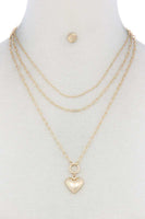 Puffy Heart Charm Layered Necklace