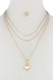 Puffy Heart Charm Layered Necklace