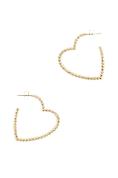 Metal Ball Line Heart Earring