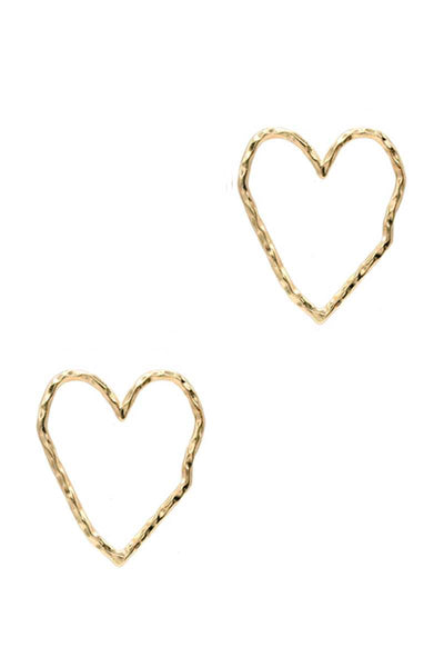 Rough Metal Heart Stud Earring