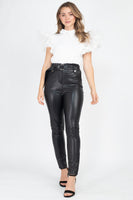 Solid Lace Puff Sleeves Top