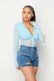 Fishnet Sheer Mesh Back Deep V Neck Bodysuit