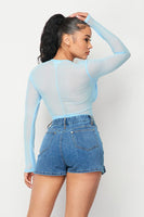 Fishnet Sheer Mesh Back Deep V Neck Bodysuit