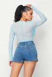 Fishnet Sheer Mesh Back Deep V Neck Bodysuit