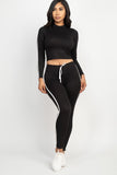 Side Striped Crop Top And Leggings Set