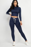 Side Striped Crop Top And Leggings Set