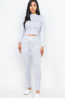Side Striped Crop Top And Leggings Set