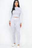 Side Striped Crop Top And Leggings Set