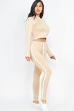 Side Striped Crop Top And Leggings Set