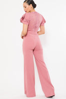 Deep V Crochet Lace Jumpsuit