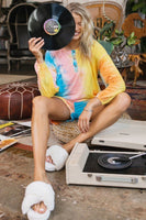 Tie-dye Printed Knit Top And Shorts Set
