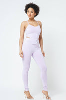 Strappy Bustier Stitch Details With Back Zipped High-waist Skinny Pants With Waist Elastic