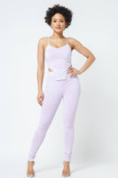 Strappy Bustier Stitch Details With Back Zipped High-waist Skinny Pants With Waist Elastic