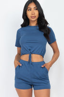 Adjustable Front Tied Crop Top & Shorts Casual Summer Sets
