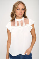 Lace Yoke Mock Neck Top