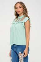 Lace Yoke Mock Neck Top
