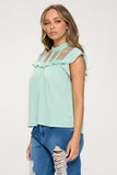 Lace Yoke Mock Neck Top