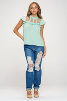 Lace Yoke Mock Neck Top