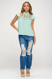 Lace Yoke Mock Neck Top
