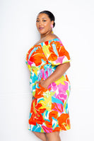 Flower Print Off The Shoulder Dress